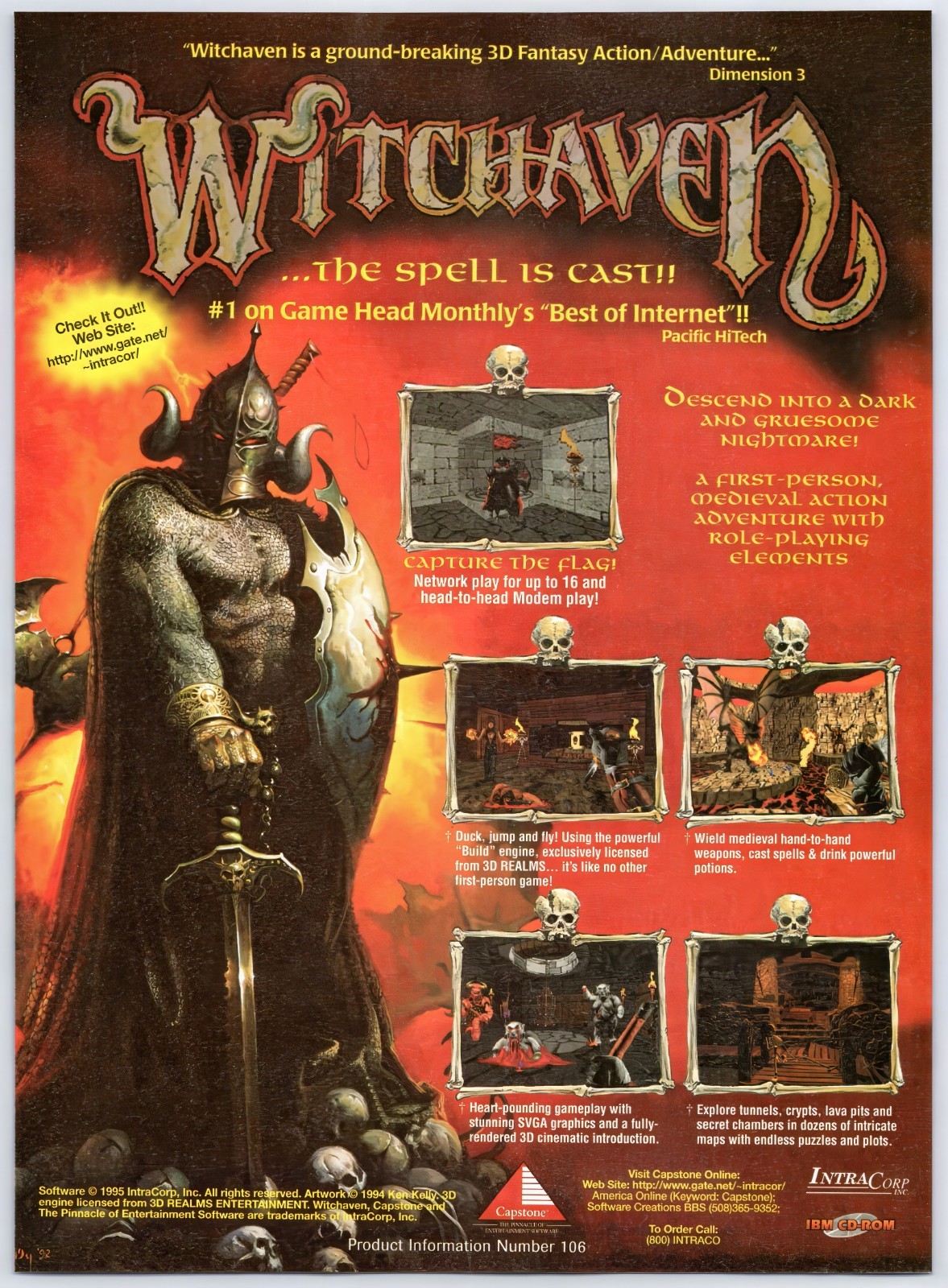Witchaven - PC Fantasy Game - Vintage Original Print Ad/Poster Promo Art 1995