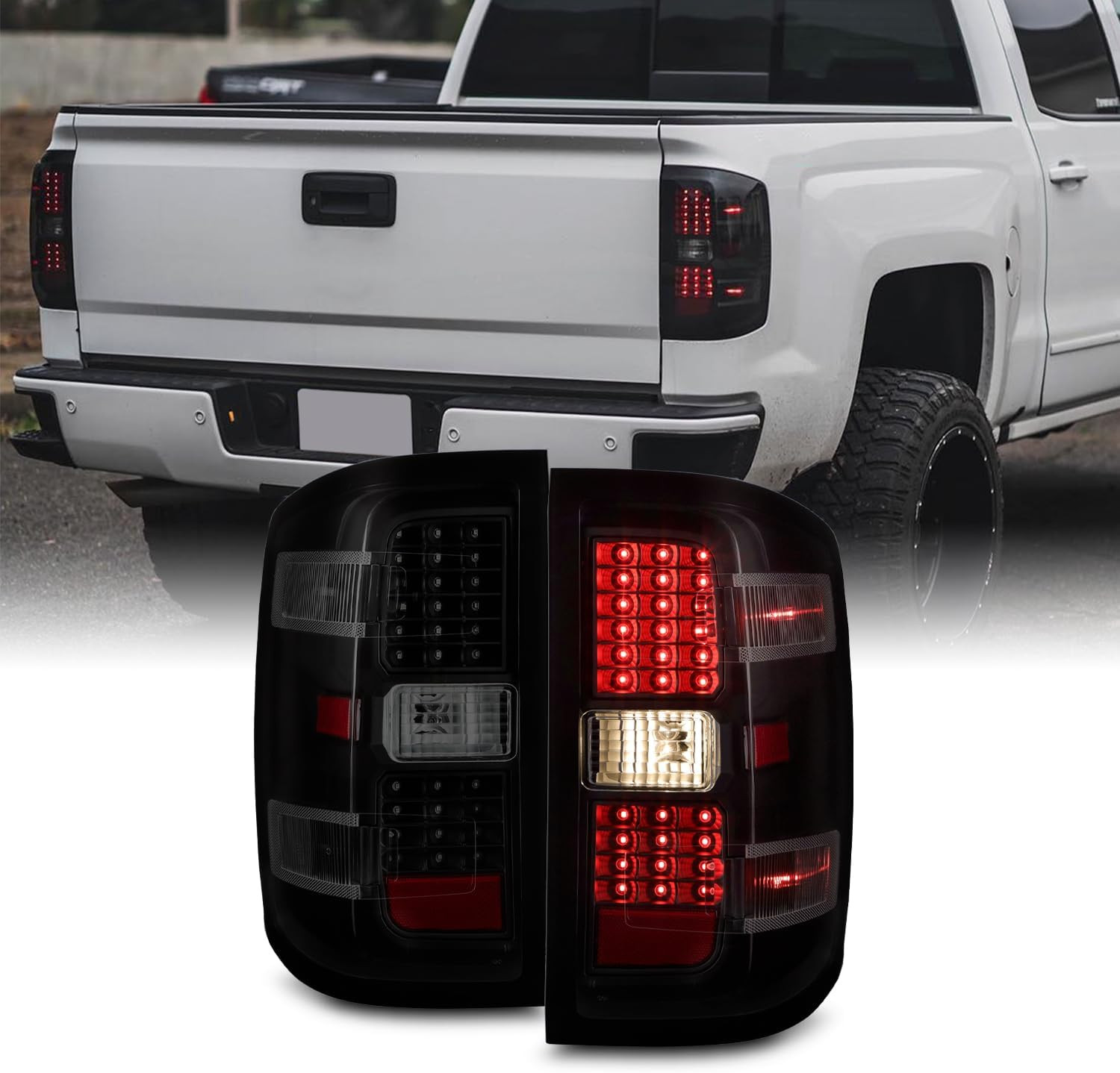 - for 2015-2018 Chevy Silverado | 15-18 GMC Sierra LED Black Smoke Tail Lights R