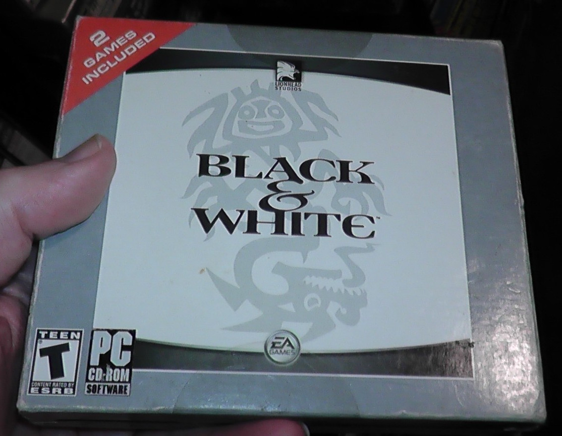 pc cd rom game software black & white + creature isle expansion pack
