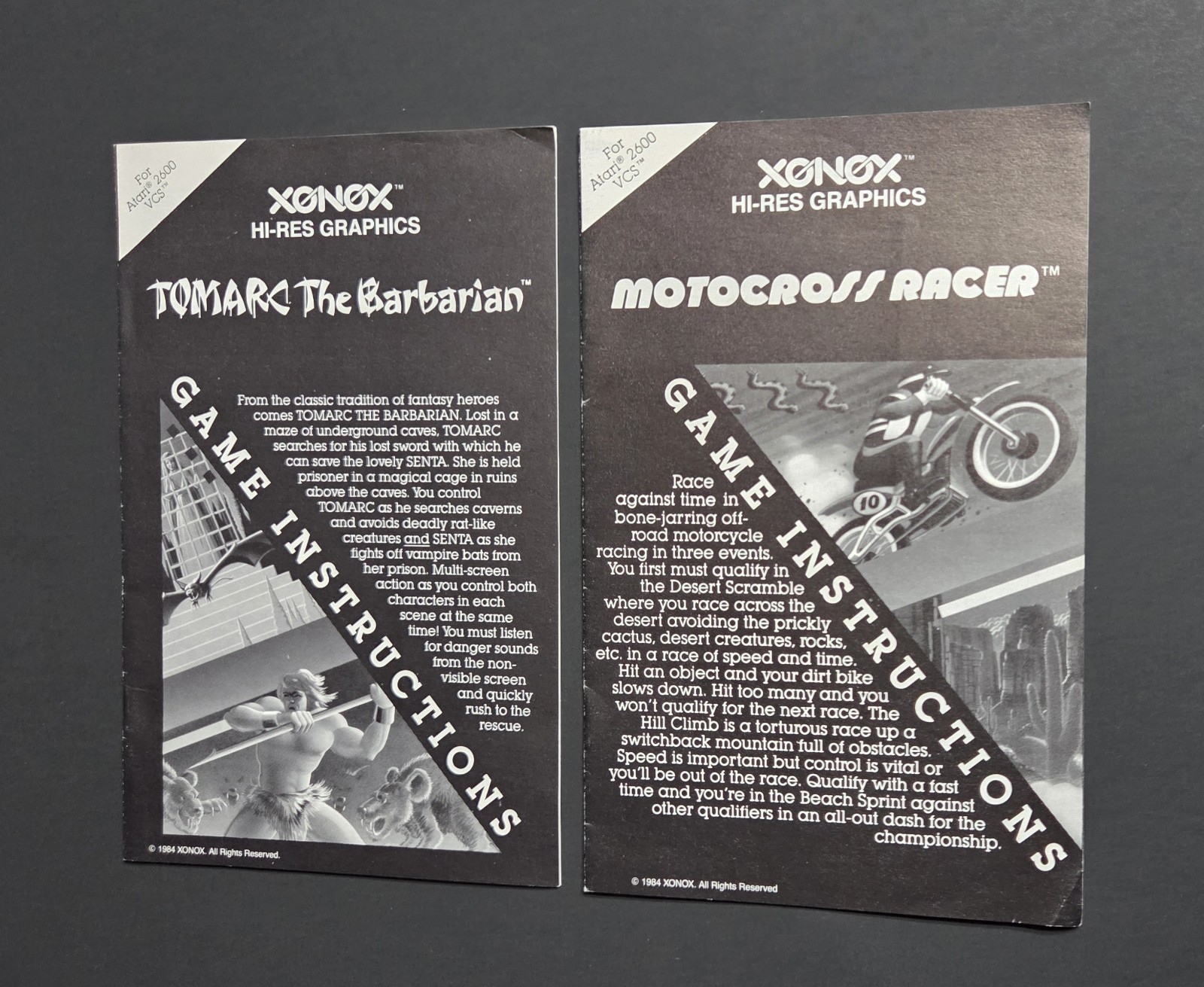 TOMARC The Barbarian and MOTOCROSS RACER Atari 2600 Instruction Manuals only 