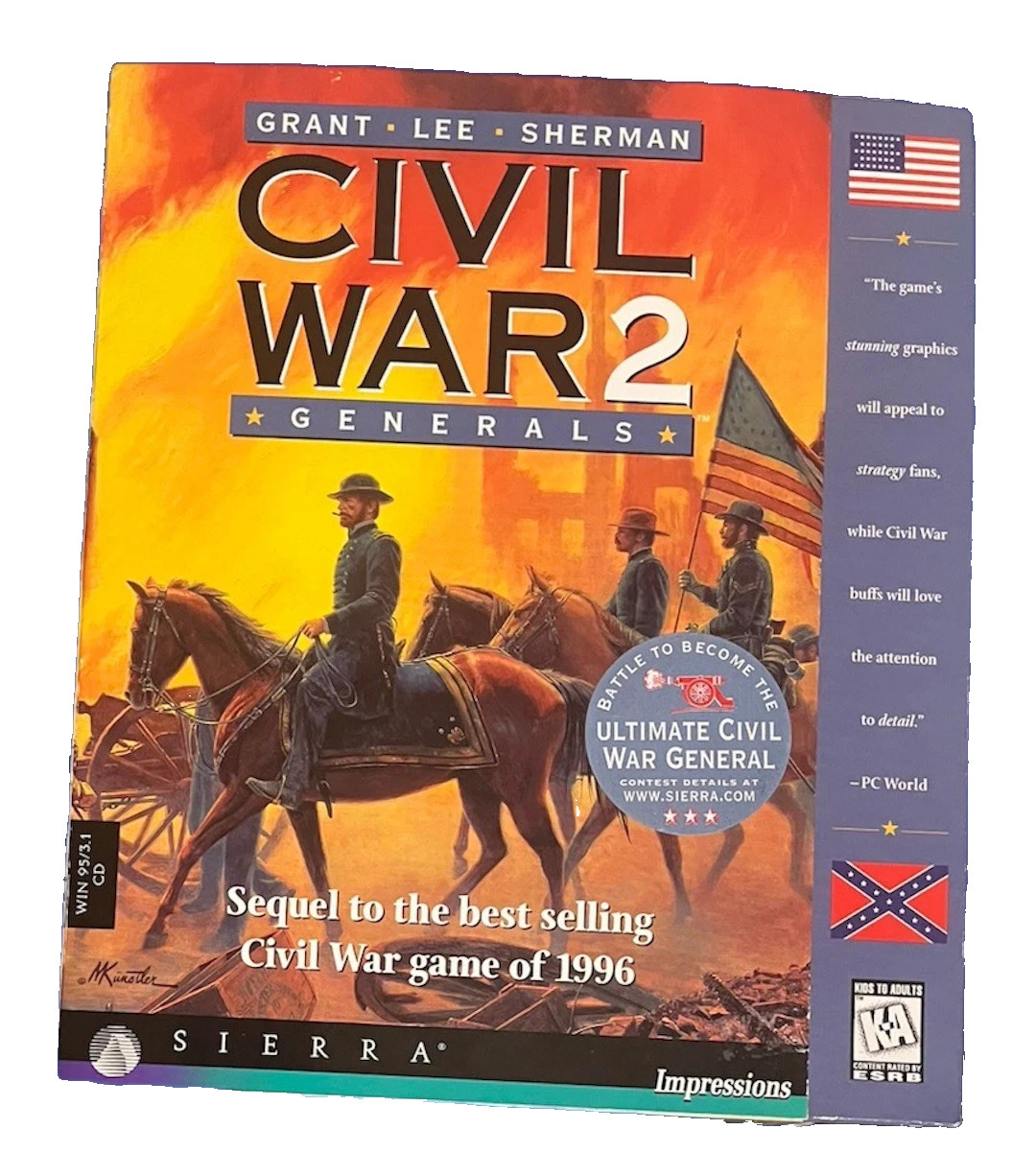 Civil War Generals 2: Grant Lee Sherman PC CD ROM Game Jewel Case Sierra