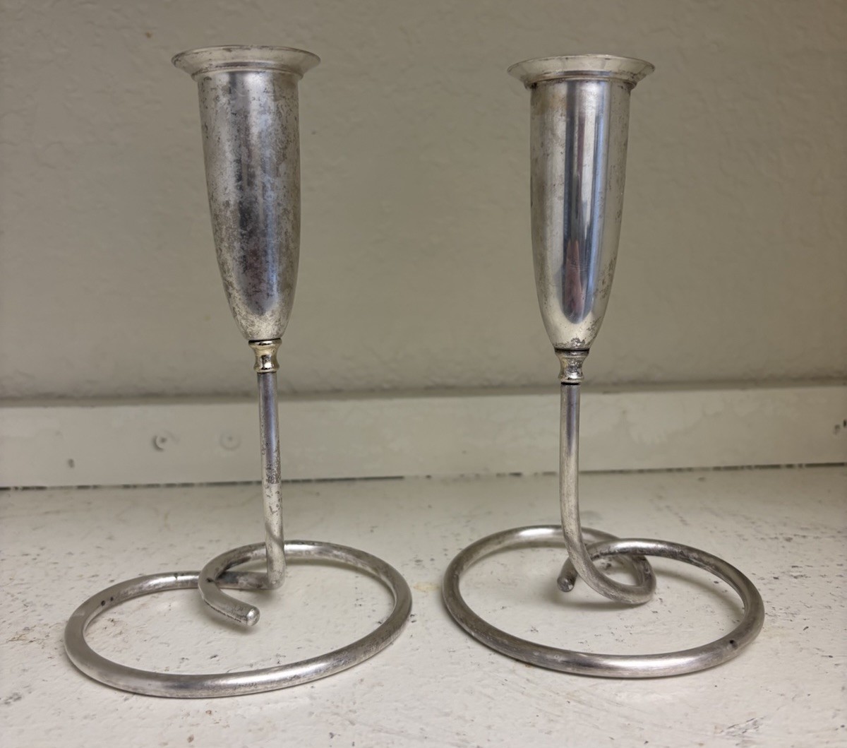 Elegant Vintage Mid Century NAPIER Silver Plated Candle Sticks