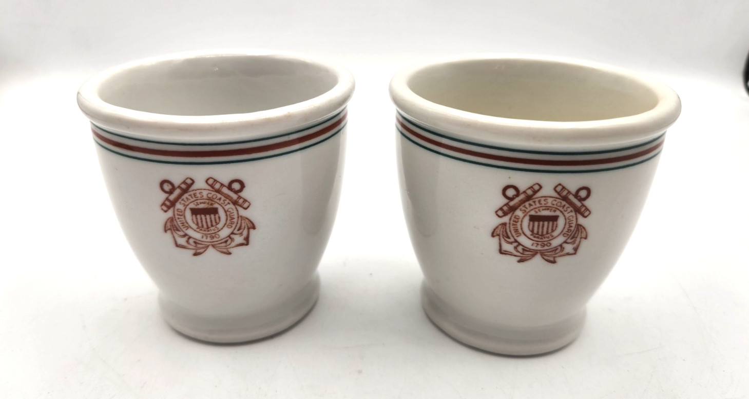 Pair of US Coast Guard Custard Cups Vintage Restaurant Ware Dated 1945