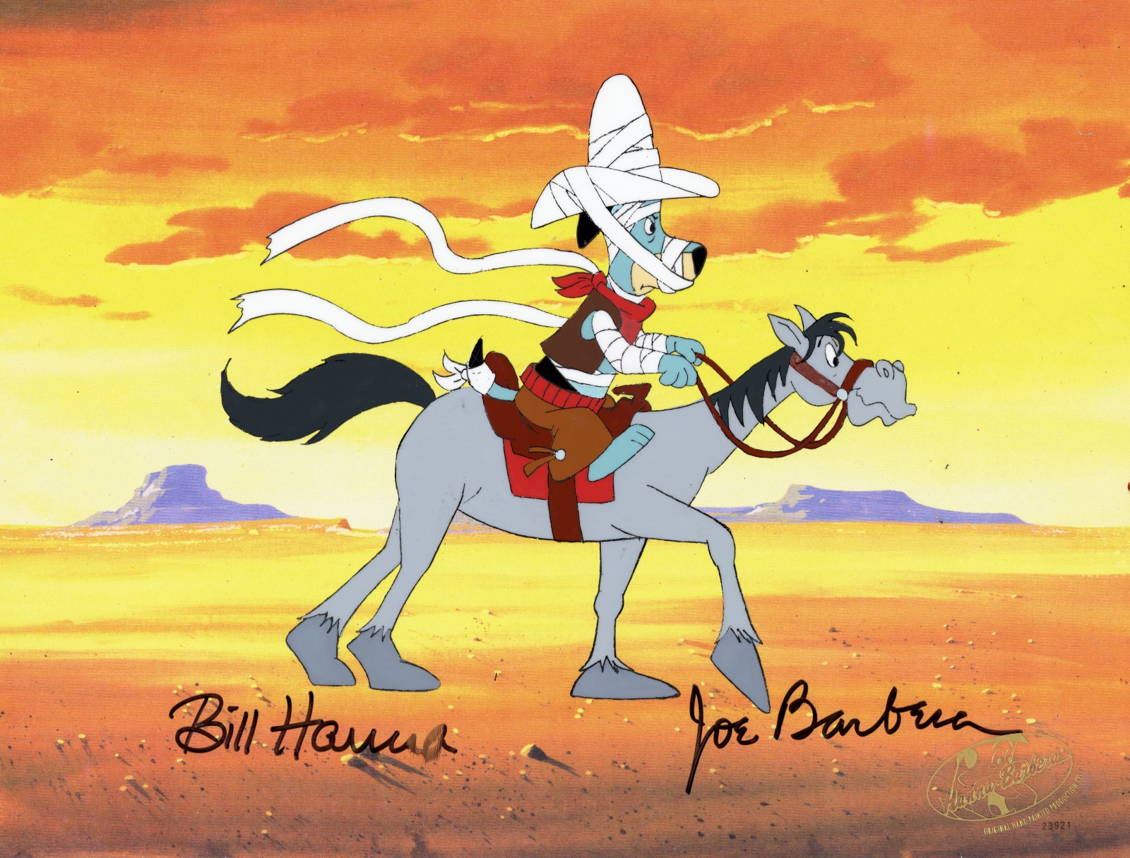 Hanna-Barbera-Huckleberry Hound Original Cel-Signed Hanna and Barbera-1988