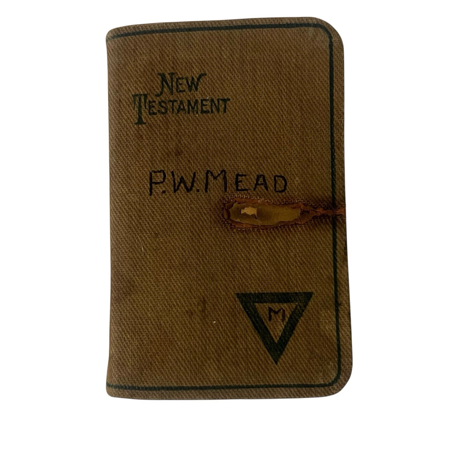 WW1 WWI US Army Signal Corps Pocket New Testament Bible Named P W Mead Antique