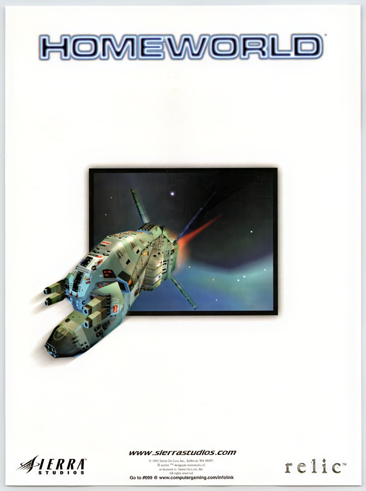 Homeworld - Sierra PC Game - Vintage Original Print Ad/Poster Promo Art 1998