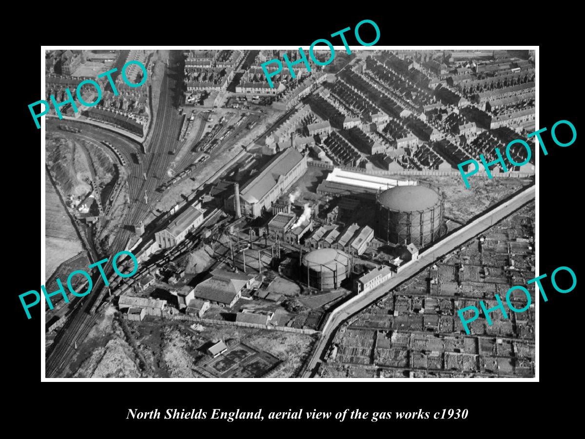 North Shields England Aerial View Of Gas Works c1930 Old Large Historic Photo