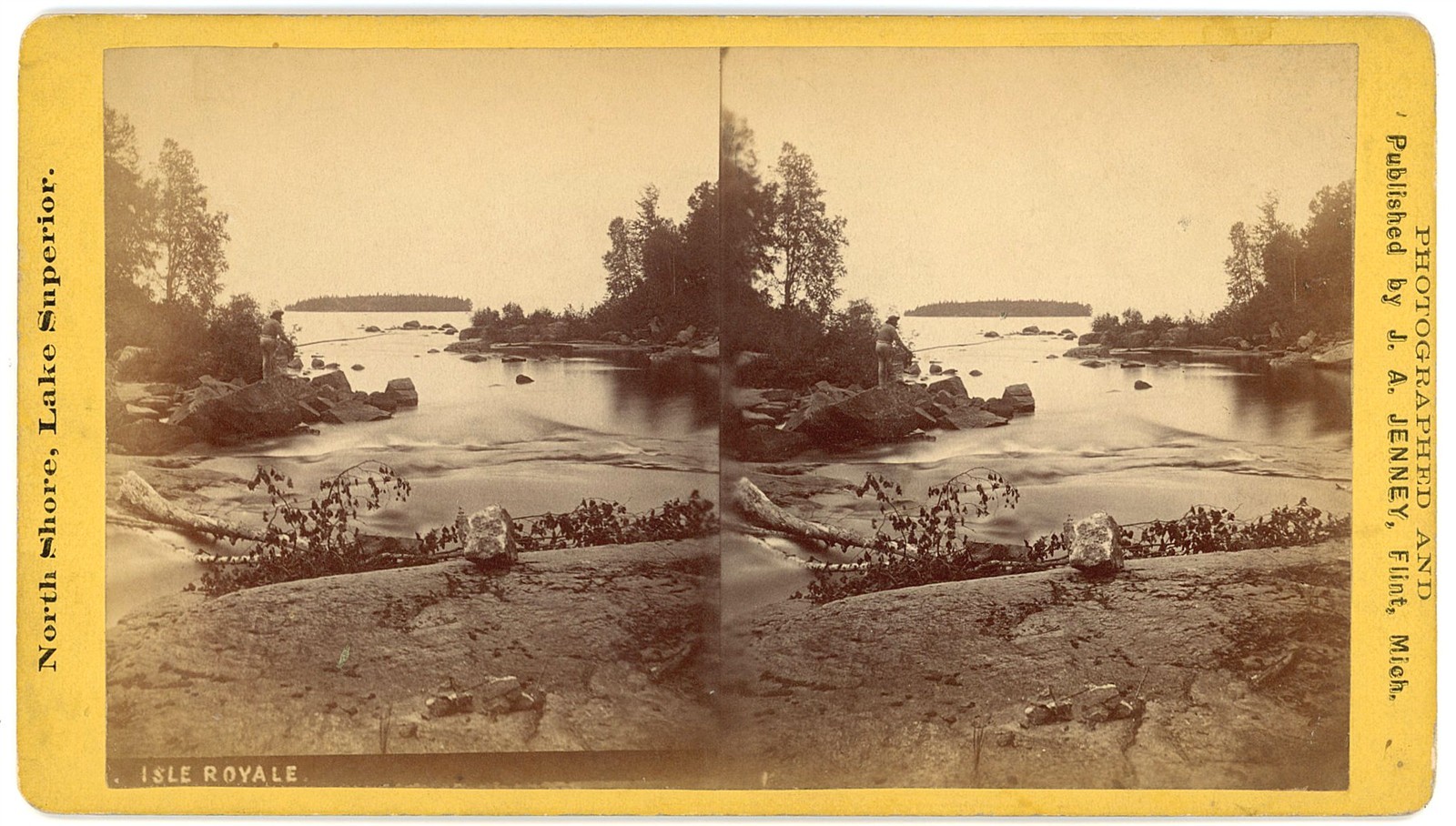 MICHIGAN STEREOVIEW - Isle Royale Scenery - JA Jenney 1880s RARE