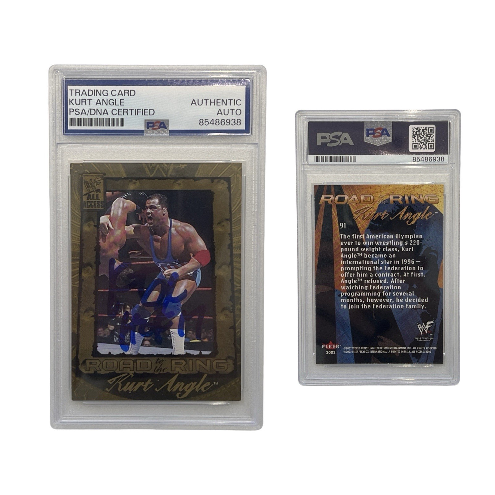 2002 Kurt Angle Signed WWE All Access Road of the Ring Fleer #91 PSA Auto Auth