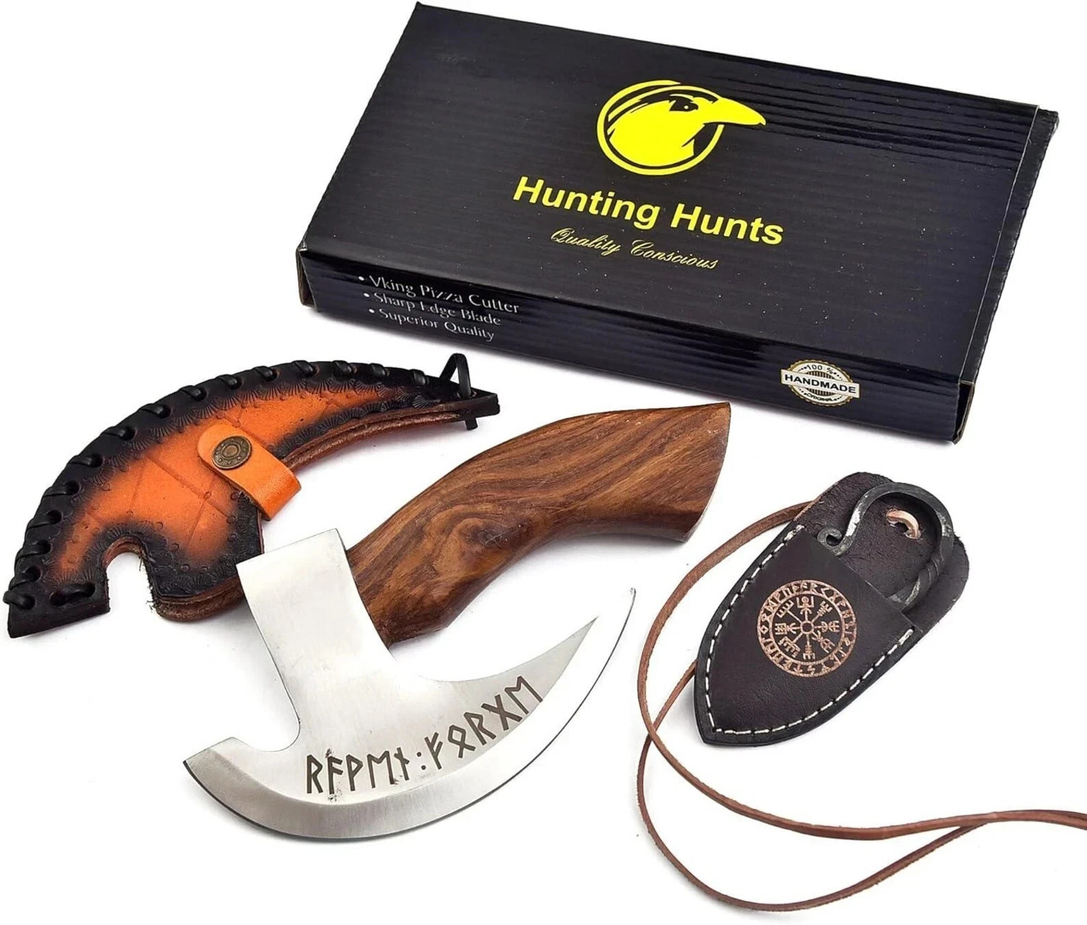 Viking Pizza Cutter Axe Gift Set Carbon Steel Mini Celtic Pizza Axe Knife