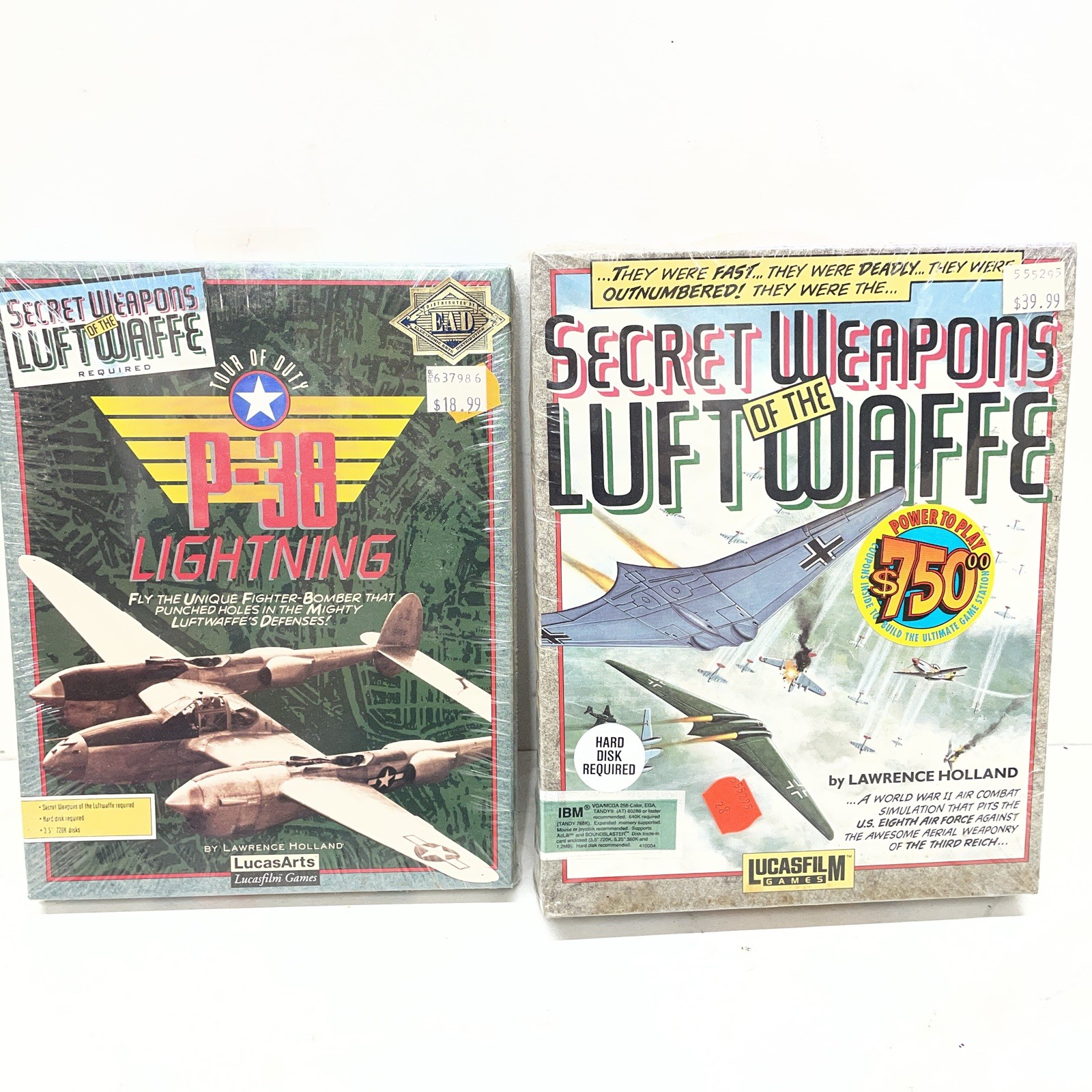 Secret Weapons of The Luftwaffe & P-38 Lightening PC-Disc 1990 Lucasfilm Games
