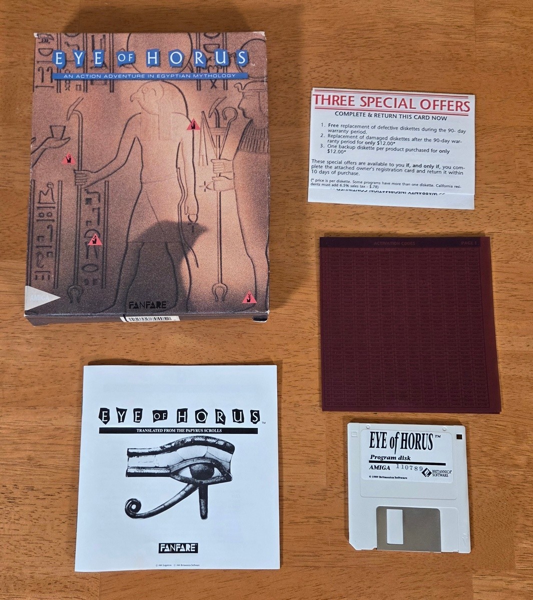 Eye of Horus Papyrus Scrolls Egypt Mythology Fanfare Amiga Big Box Game 1989