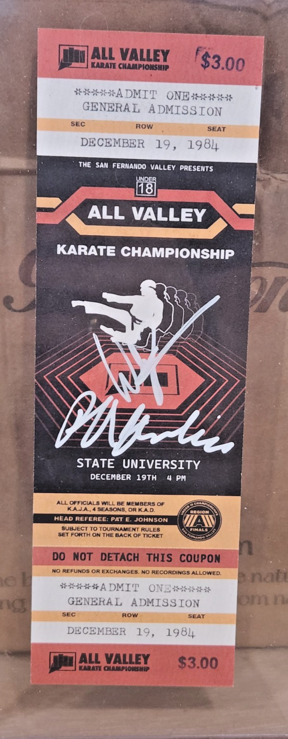 Karate Kid Signed Ticket to the All Valley Championship Movie Prop Macchio Zabka
