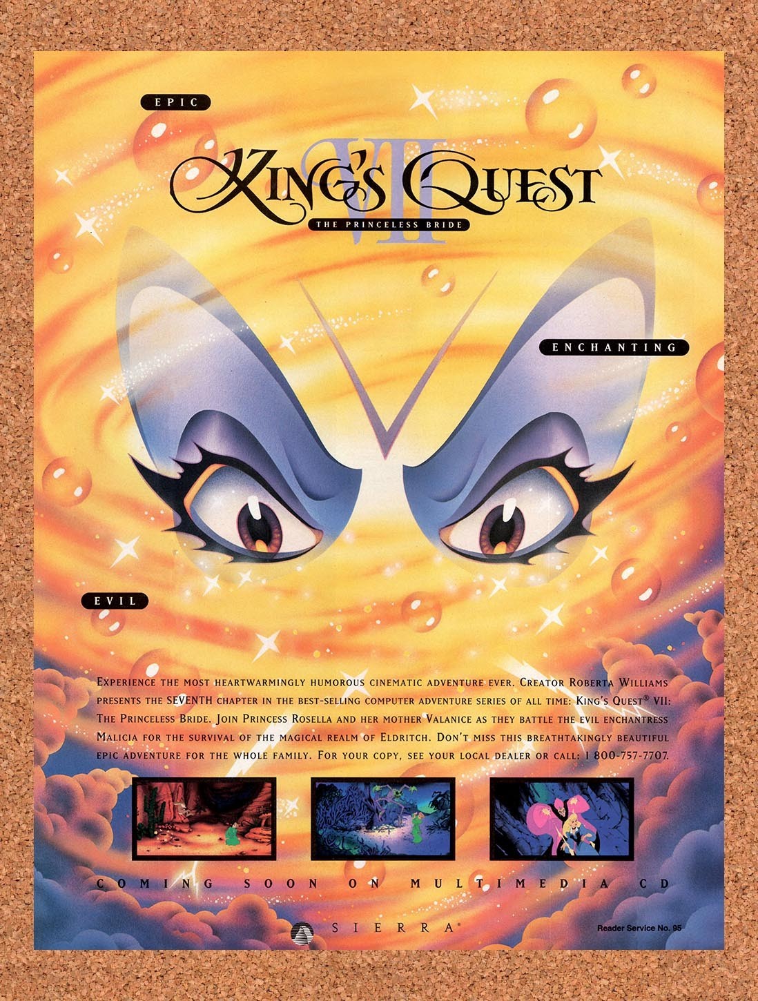 1994 King's Quest VII The Princeless Bride PC Original Advertisement / Promo v2