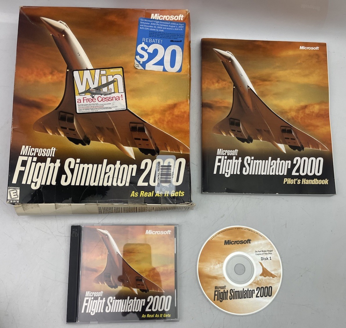 ⭐ Microsoft Flight Simulator 2000 (BIG BOX PC, 1999) COMPLETE with Handbook ⭐