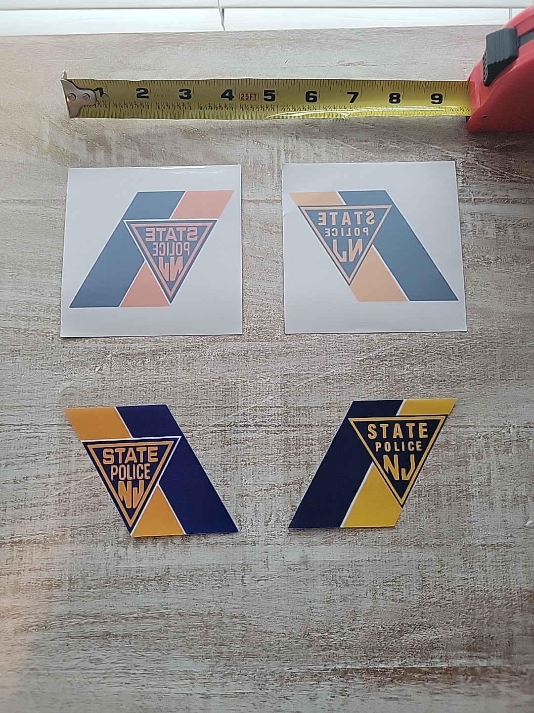 (4) Piece Lot - SUPPORTER - New JERSEY State POLICE - INSIDE WINDOW DECALS