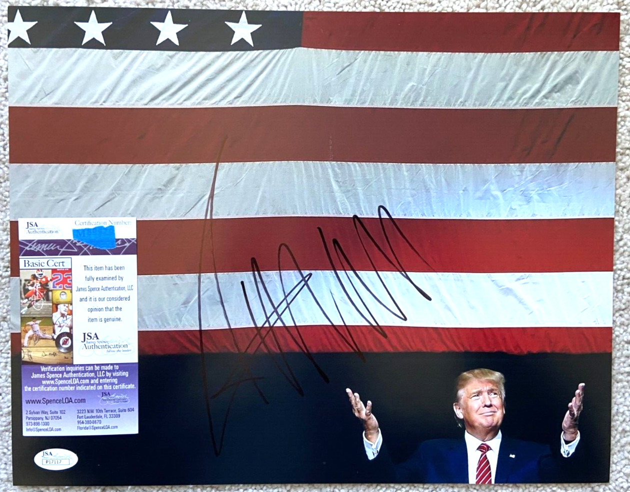 PRESIDENT DONALD TRUMP SIGNED 11X14 PHOTO UNITED STATES 2024 AMERICA MAGA A JSA
