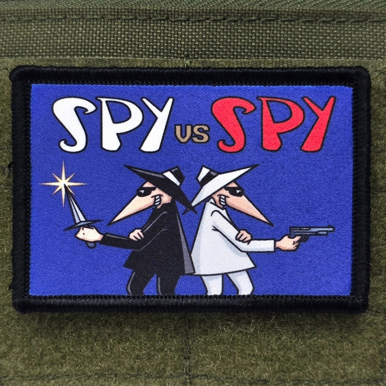 Spy Vs Spy Patch Moral Tactical Retro Comic USA Made Flag Hook & Loop 3x2