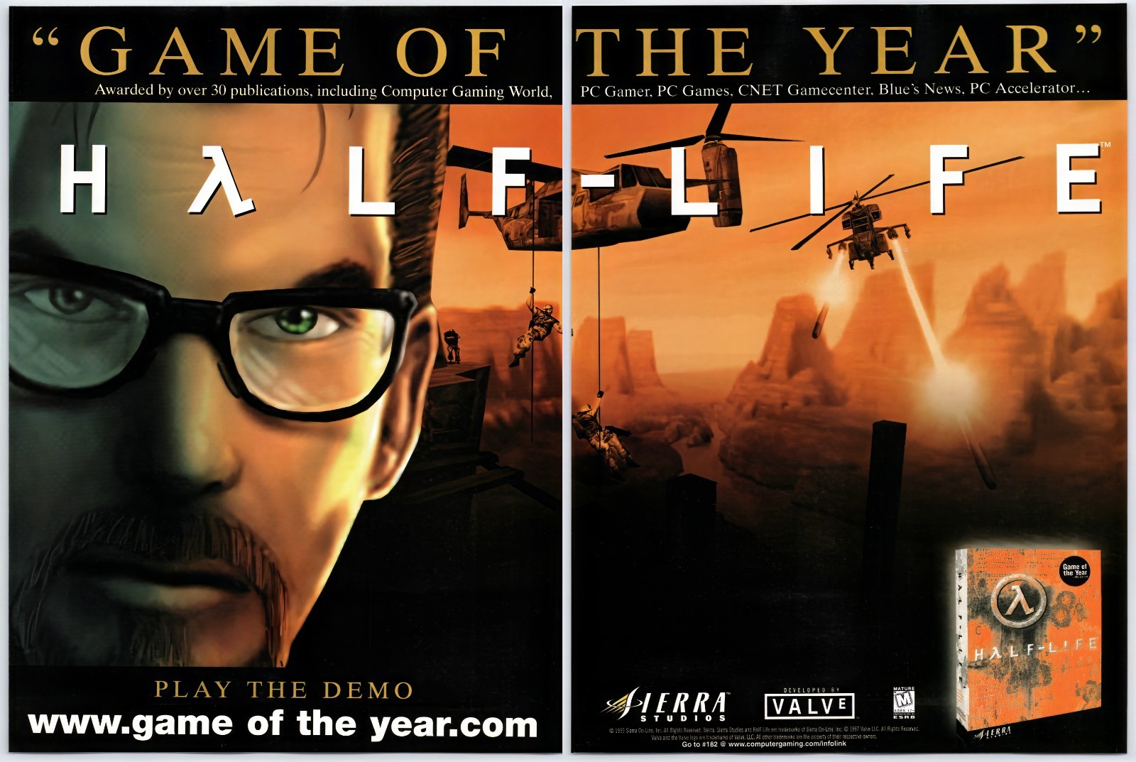 Half Life - Sierra PC Game - Vintage Original Print Ad/Poster Promo Art 1999