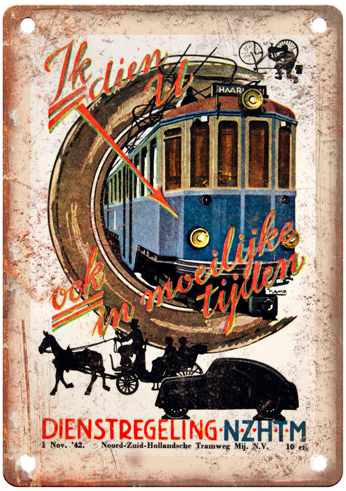 Vintage Dienstregeling NZHTM 1942 Travel Poster Retro Look Sign T1773