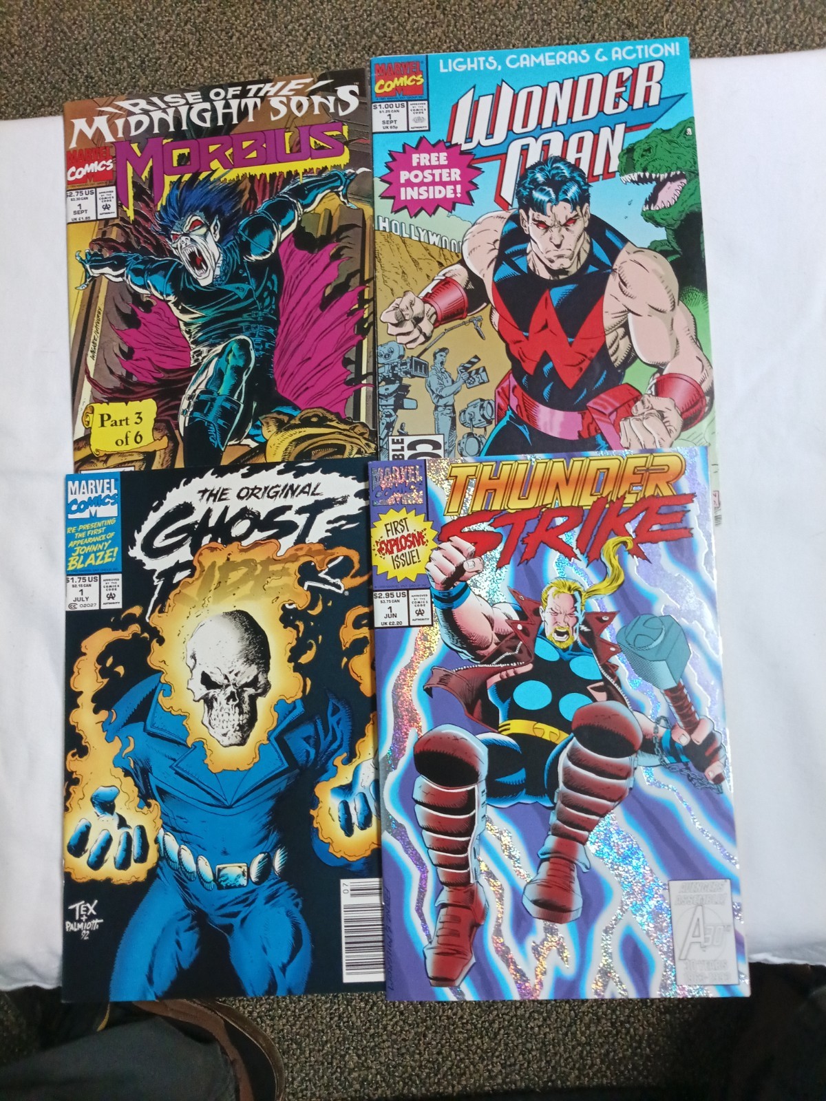 1st Issues 4 Comic Lot Ghost Rider Morbius Thunderstrike Wonder Man VG++ Cond 