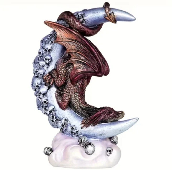Dragon On The Moon Figurine - Resin Casting - Fast 