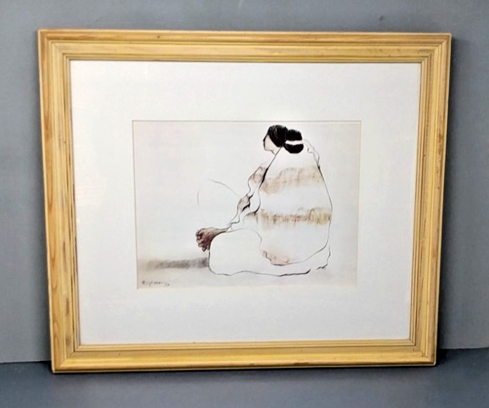 Vintage RC Gorman 1978 Signed Navajo Woman Art Lithograph Print Framed 14