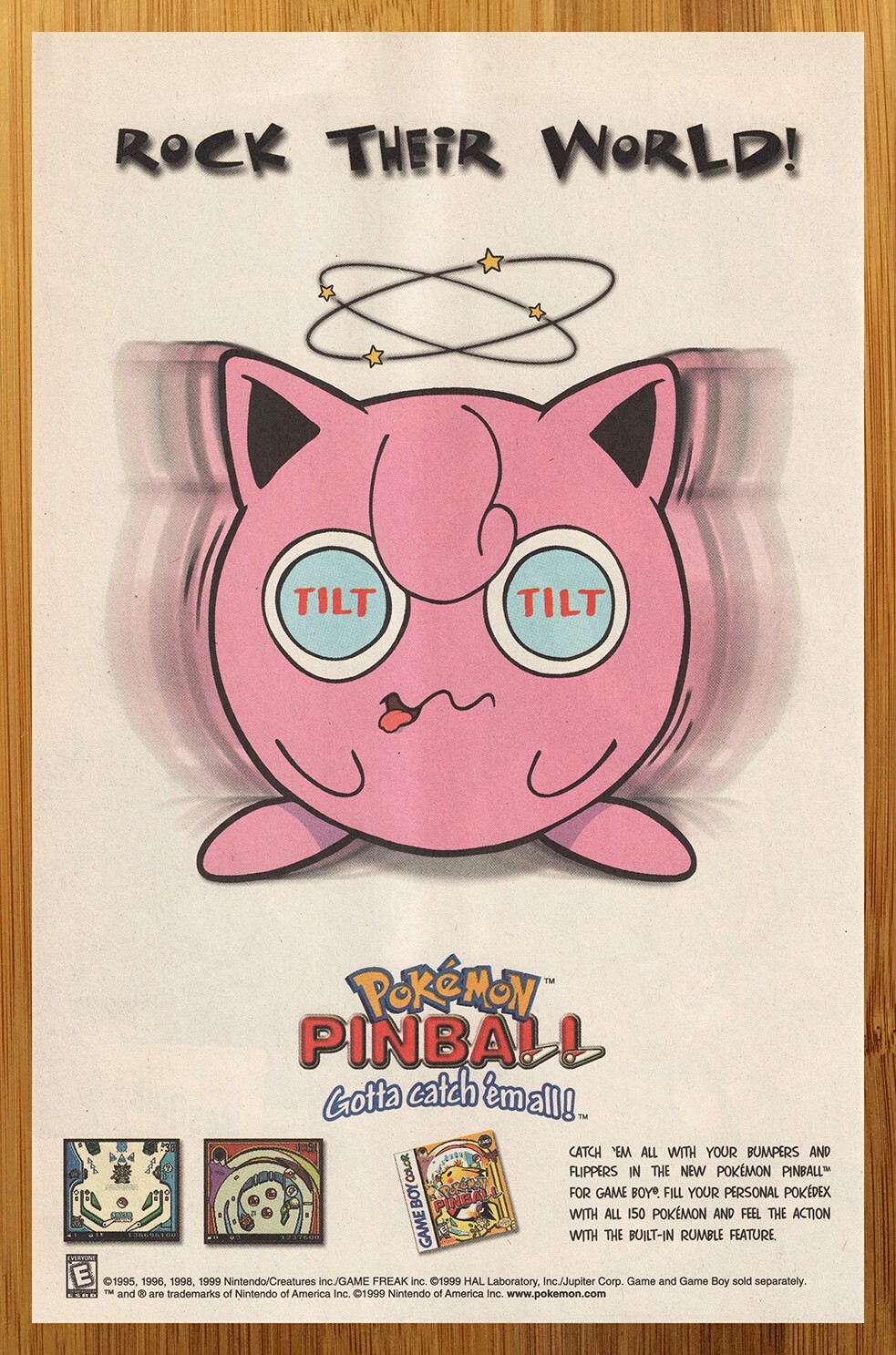 1999 Pokemon Pinball Game Boy Color GBA Print Ad/Poster Jigglypuff Official Art