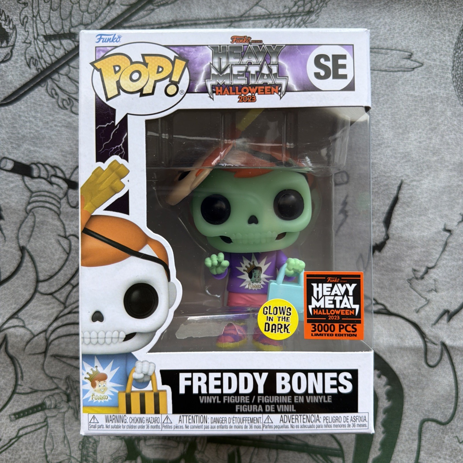 Funko Pop #SE Freddy Bones GITD (Heavy Metal Halloween) LE 3000 Box Dmg