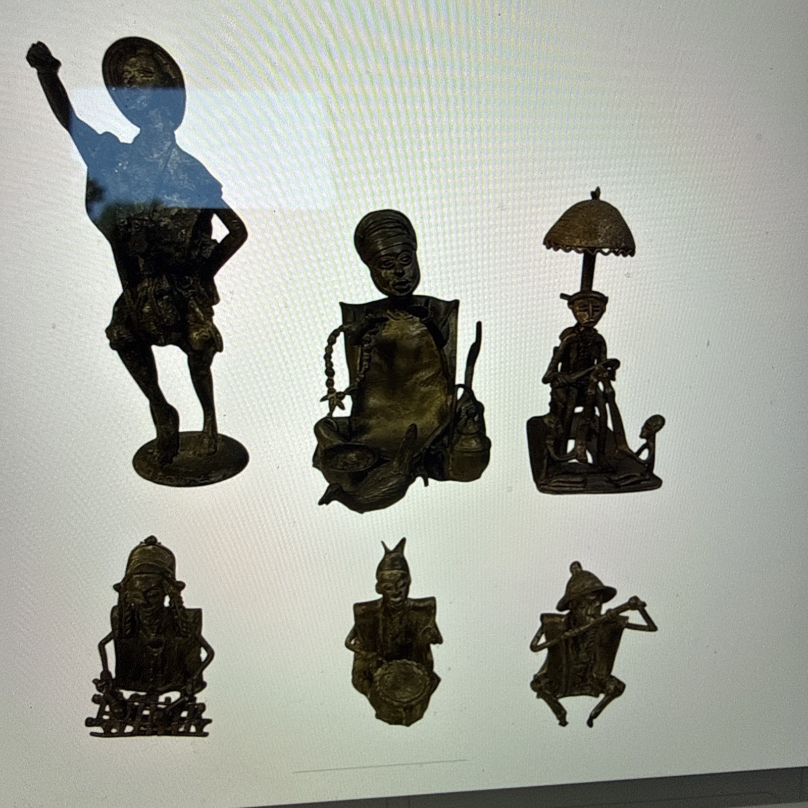Six Vintage African Bronze Figurines Crafted Using The Lost-wax Casting Method