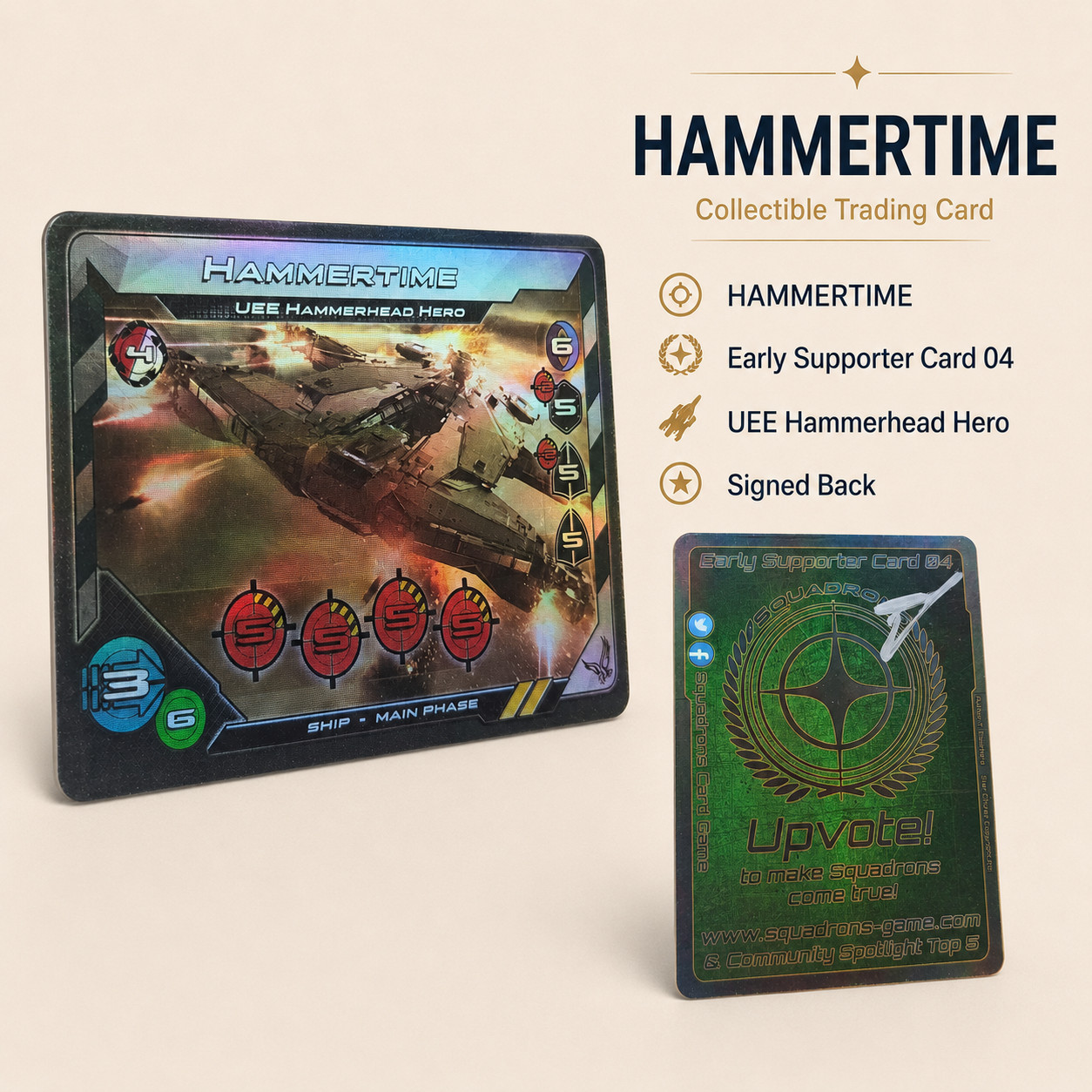 Star Citizen SQUADRONS ESC #4 Hammertime SIGNED Hammerhead Supporter Card