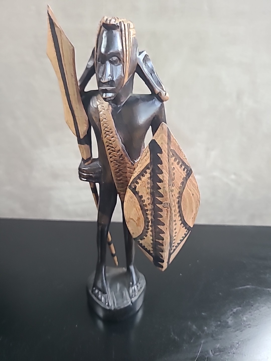 MAASAI WARRIOR CARVED WOOD HUNTER ORINKA AFRICAN EBONY PRIMITIVE TRIBAL ART RARE