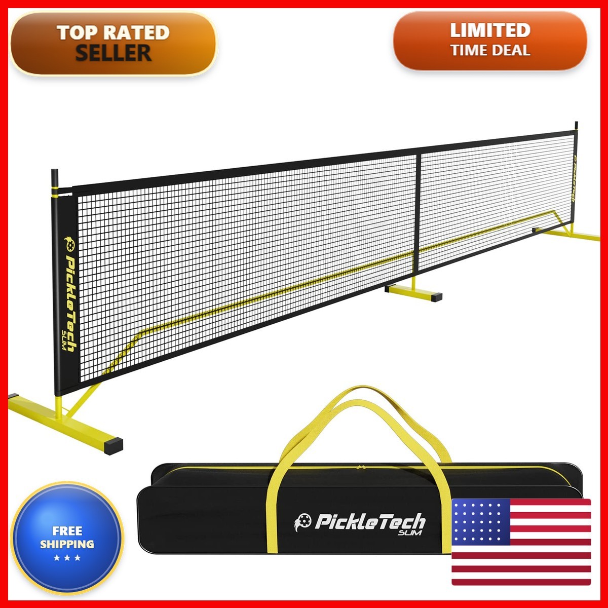 Pickletech 4.0 Slim Version Net Portable Outdoor 22 Ft Net Usapa Regulation