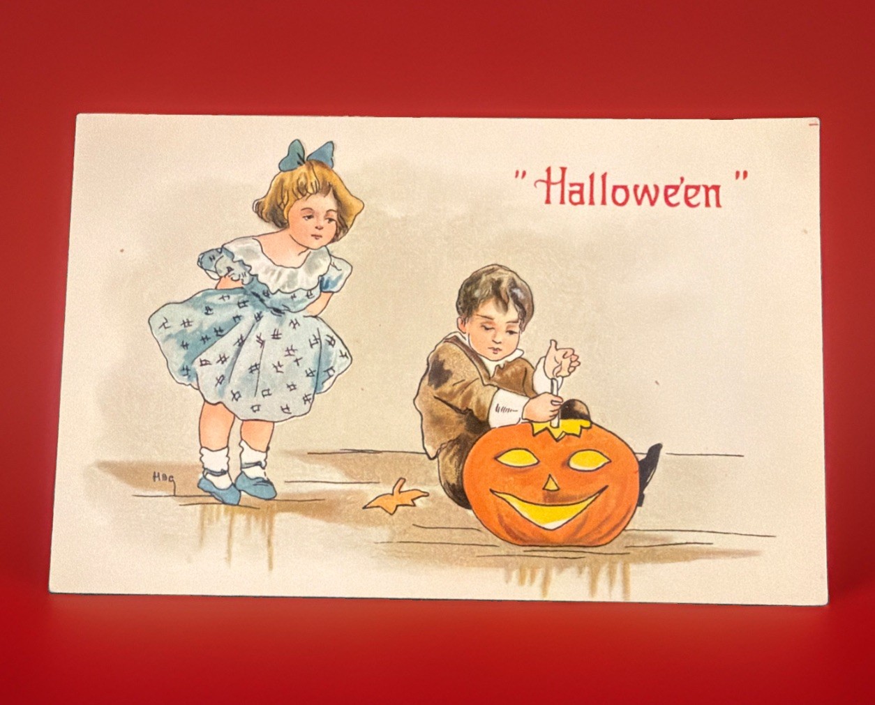 Vintage/ Antique 1908 Halloween Greeting Postcard • Leubrie & Elkus JOL Children