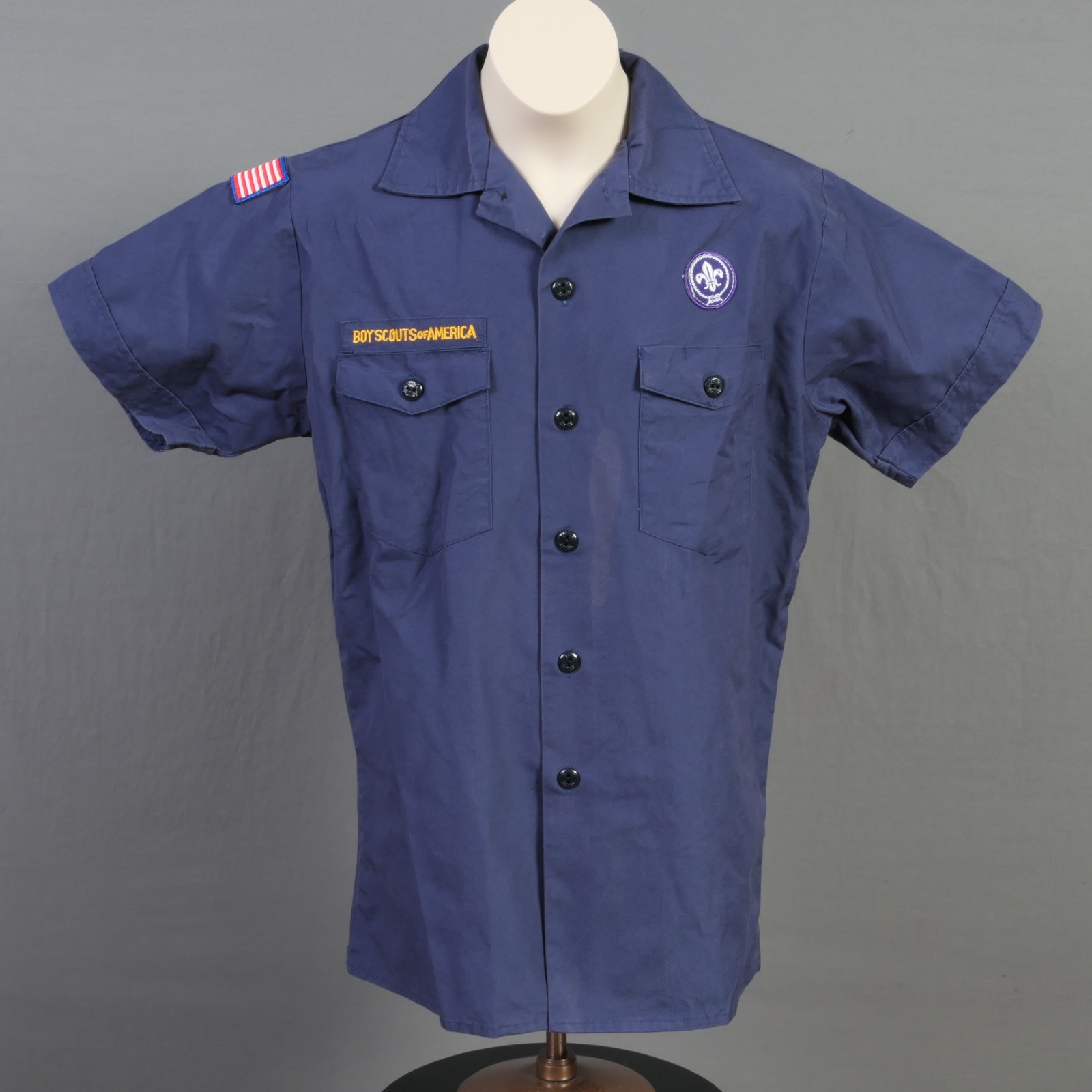 Boys Large Official BSA Boy Scout Cub Scout Short Sleeve Shirt ~ Blue     -0552