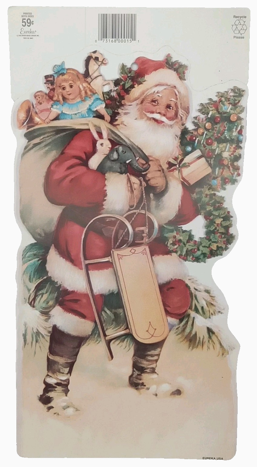Eureka Christmas Die-Cut Santa Claus Made In USA Unused Vintage 1980s Signed