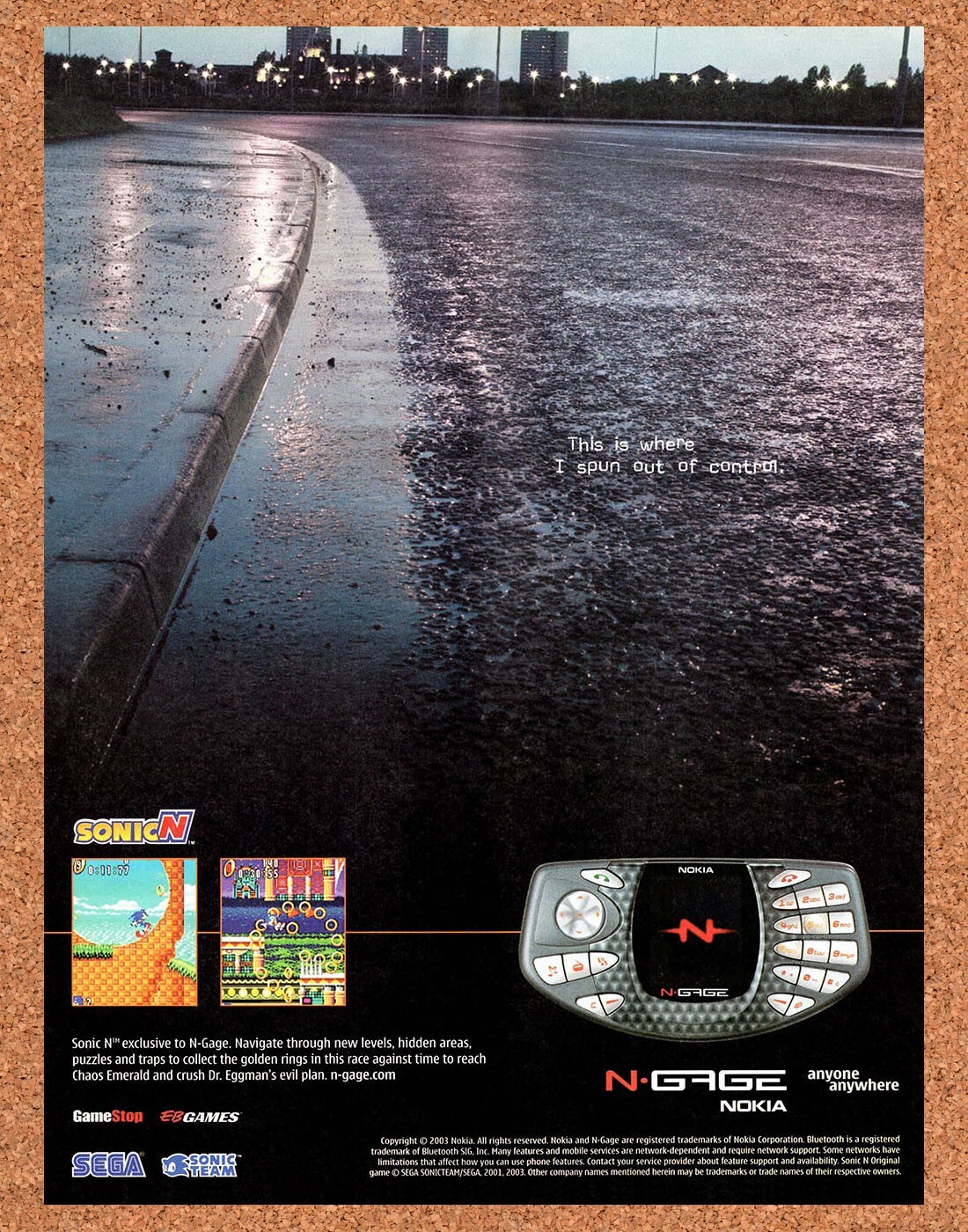 2003 Sonic N Nokia N-Gage Original Advertisement / Retro Promo v1