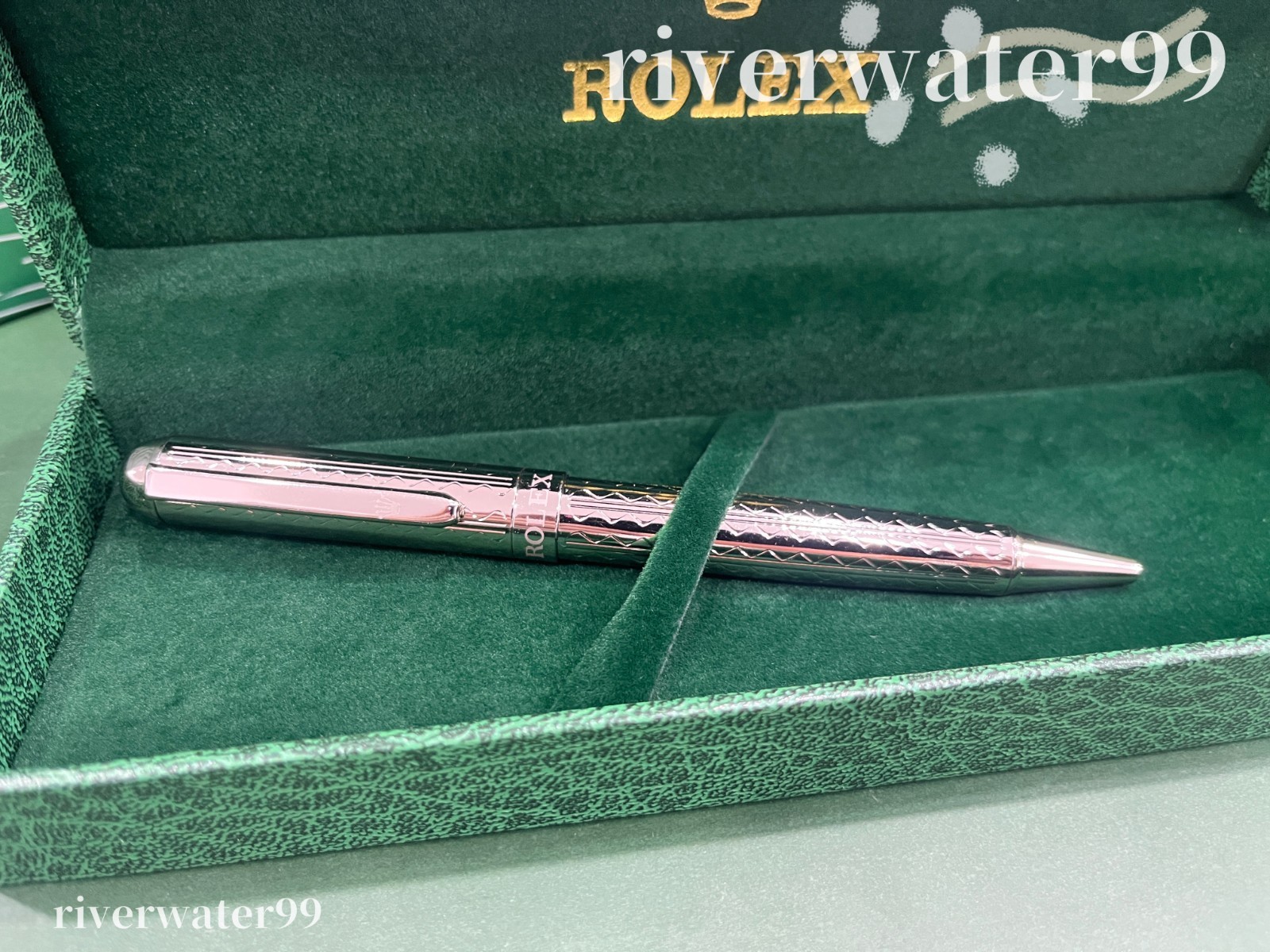 Rolex VIP Luxury Metal Siver Retractable Ballpoint Pen Gift Box