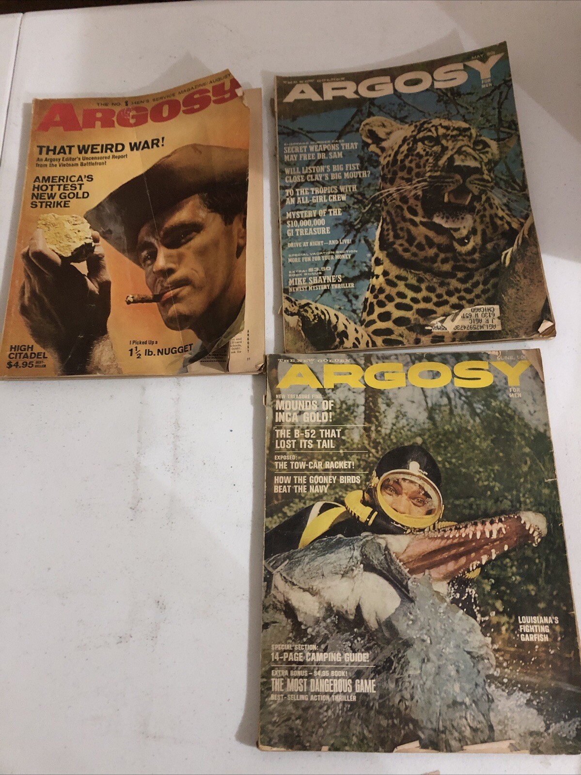 Argosy Magazines 1963, 1964 , 1965 One From Each Year Vintage