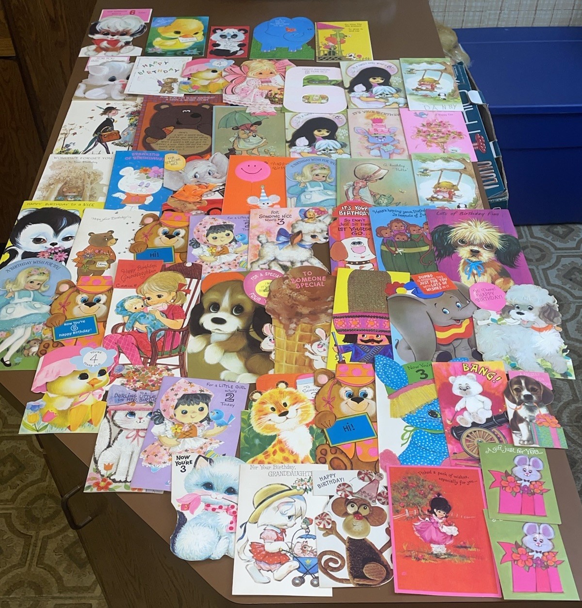 Lot of 55 Used Vintage  Birthday Cards from 1960s & 1970s Great for Scrapbooking