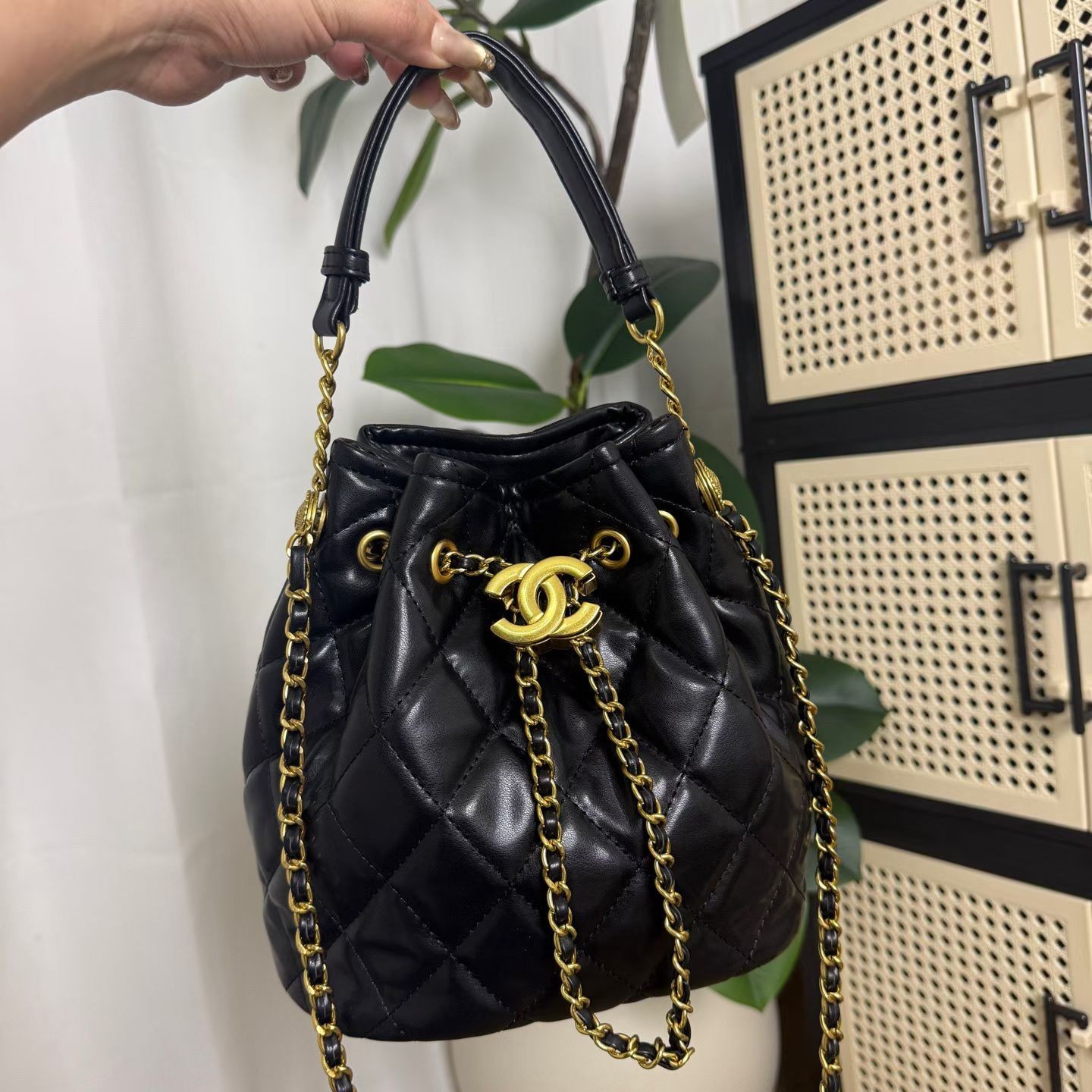 Chanel Makeup Black Quilted Shoulder Strap Bag Crossbody Bucket- VIP Gift w box