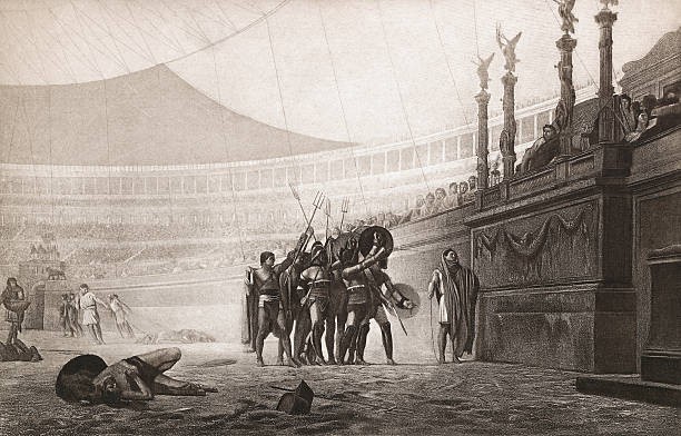 Gladiators in the Amphitheater Historic Old Photo