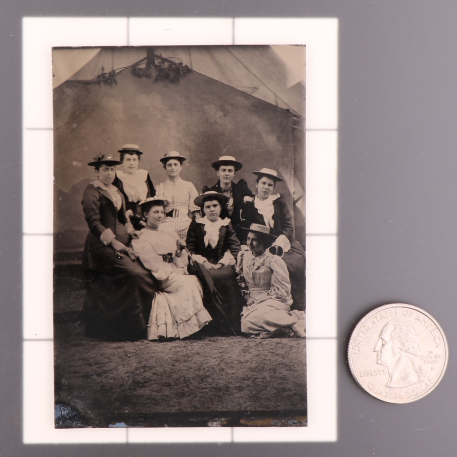 Antique CDV 6th Plate Tintype of a Victorian Era Women's Social Group #1310