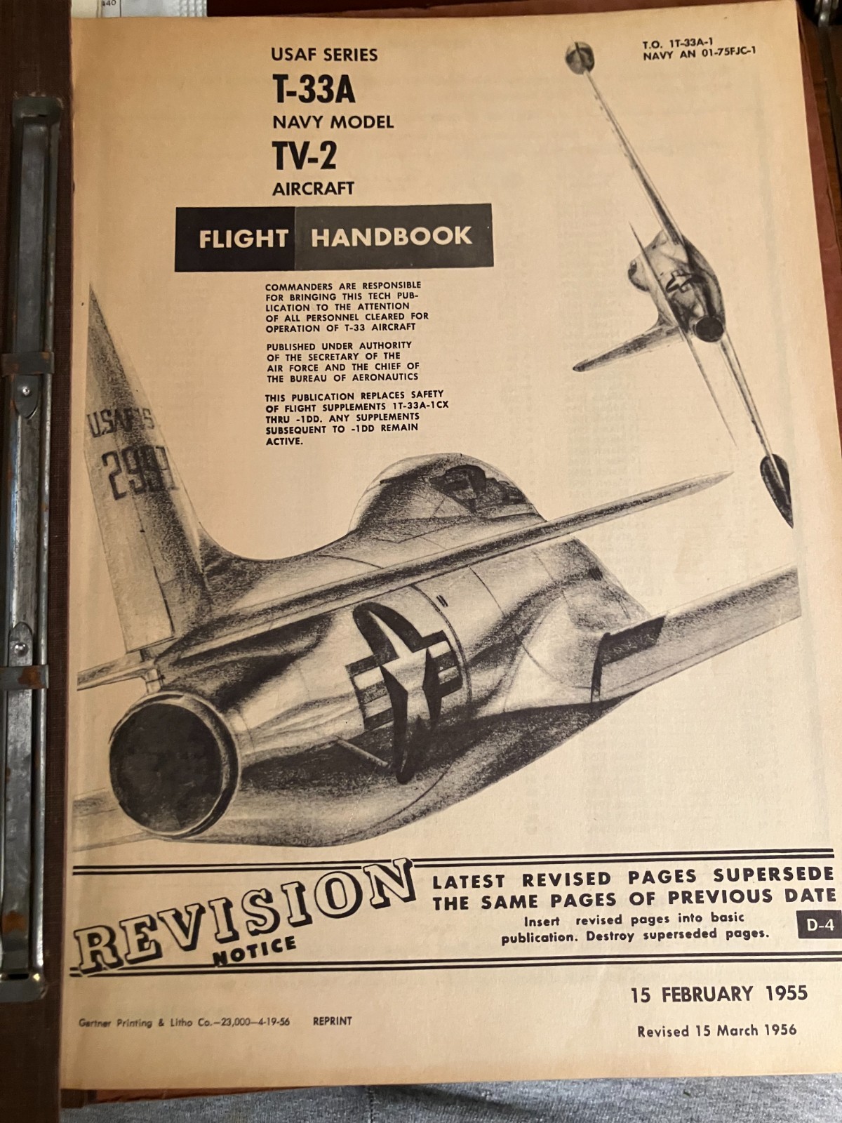 Original 1955 Flight Handbook for T-33A / TV-2