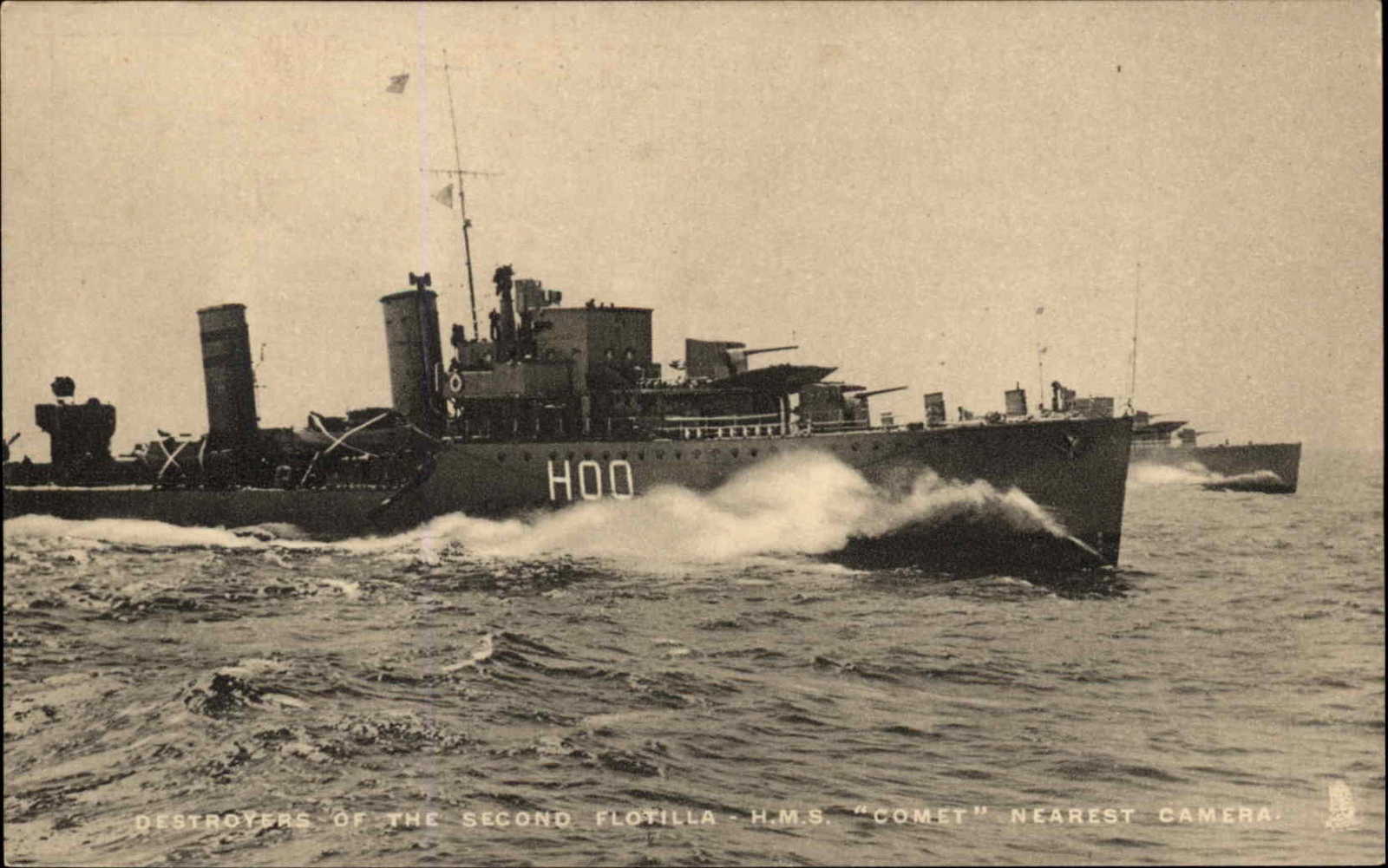 Vintage PC TUCK BRITISH NAVY Battleship HMS  Comet  Destoryer of Second Flotilla