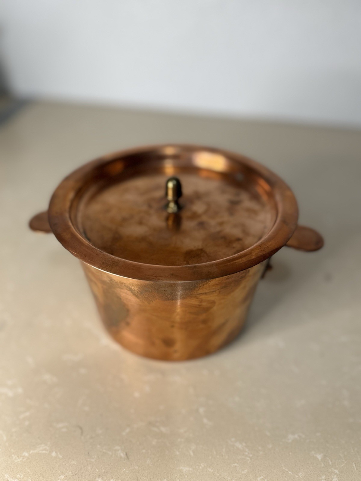 Vintage French Copper Sugar Pot CVD Villedieu 14cm 5.7