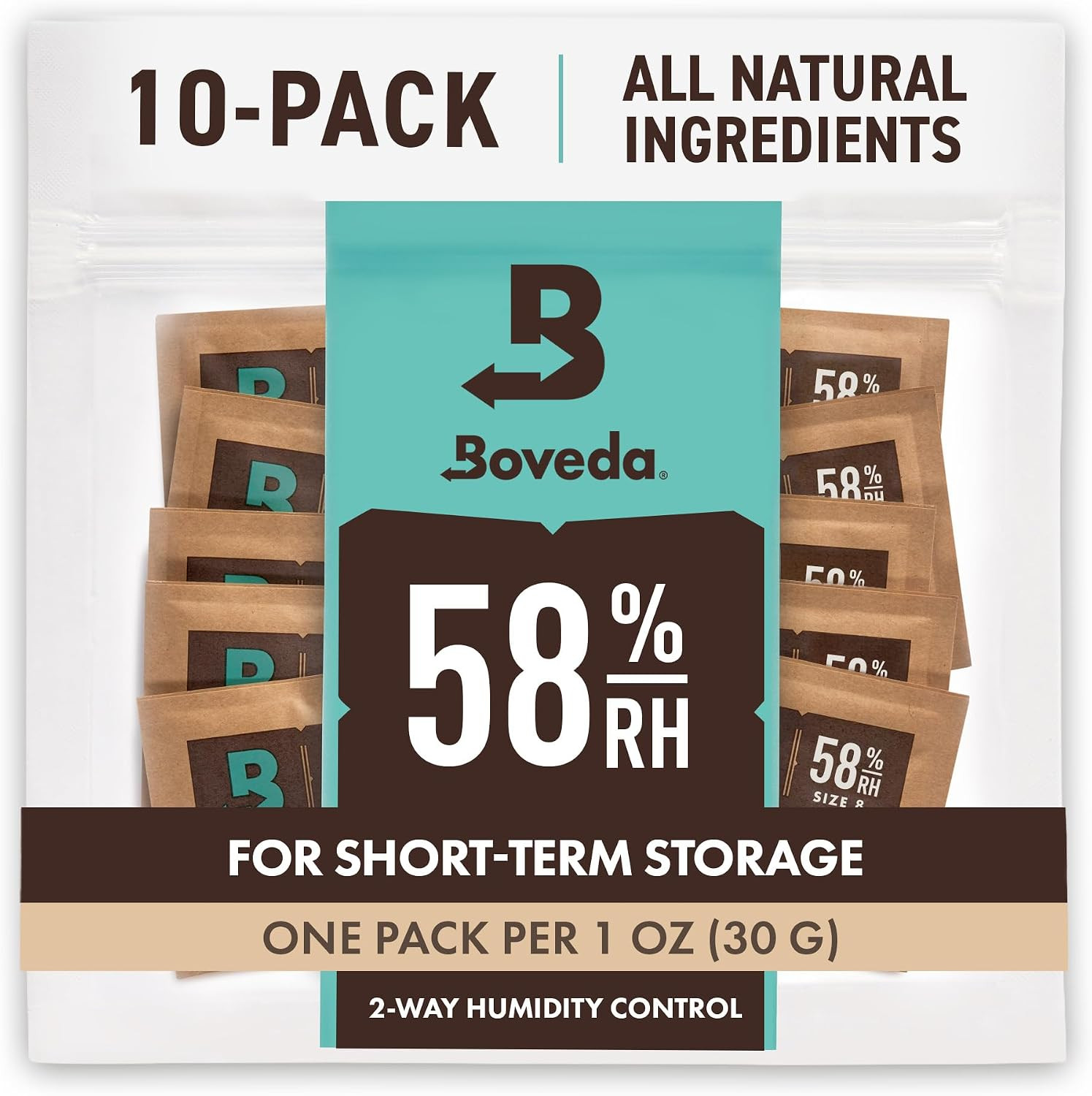 Boveda 58% Humidity Control Packs, Size 8, 10-Pack – Protects up to 1 Oz