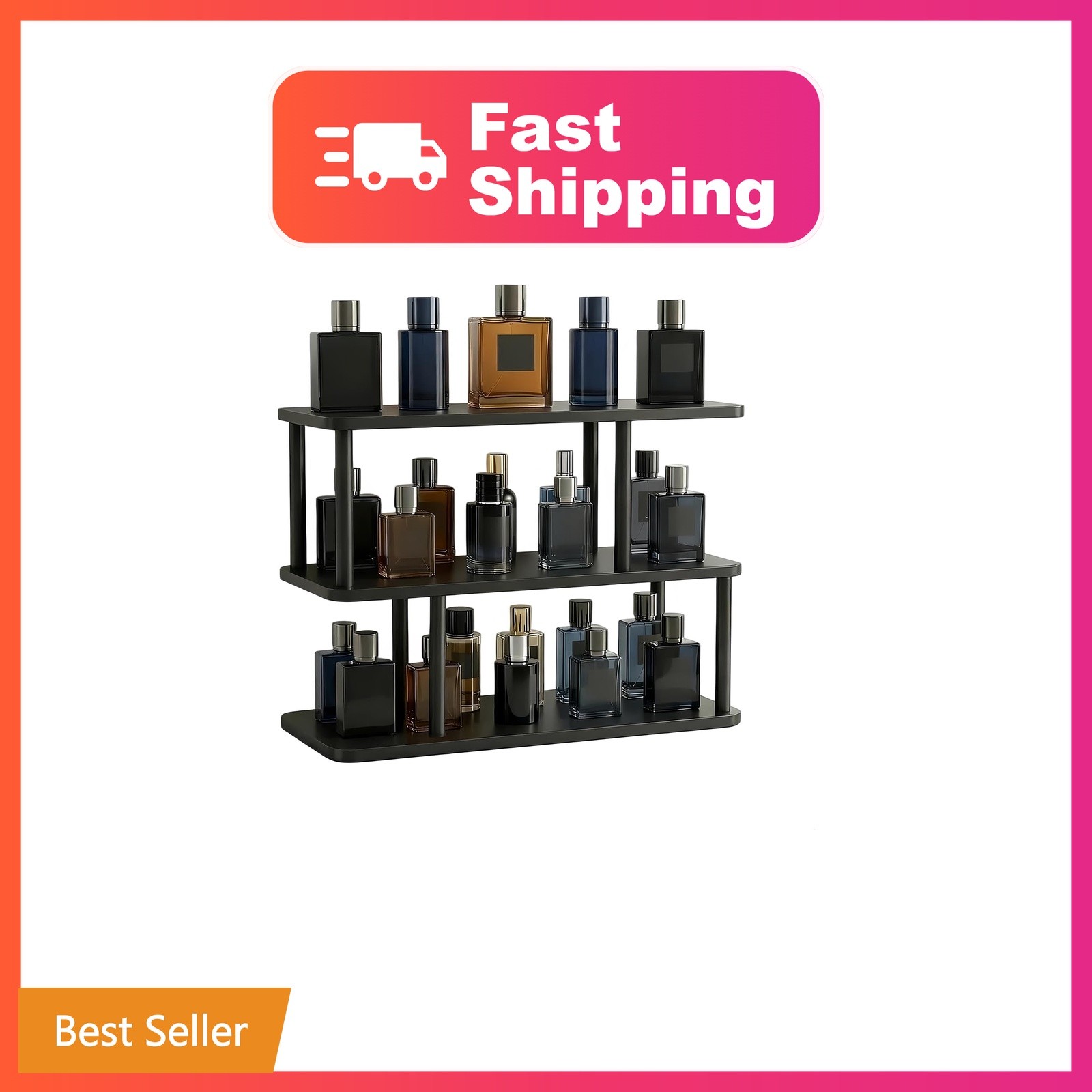 Dvzodlxn 16 Inch 3 Tier Cologne Organizer Plastic Wood