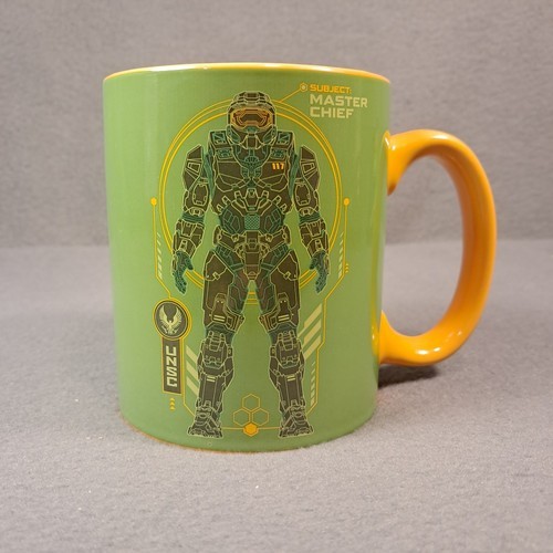 Halo Master chief Coffee tea Mug Green Gold UNSC New in Box Official