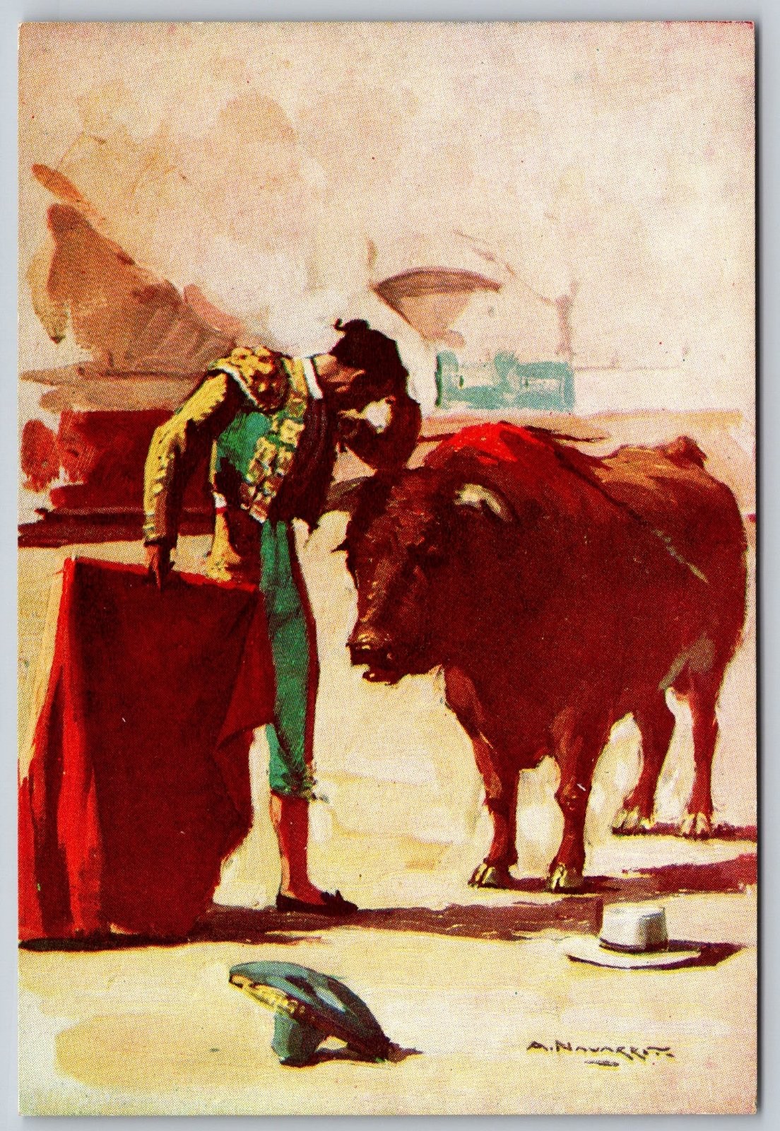 ARRUZA El Telefono Matador Bullfighting A Navarro Postcard BB561
